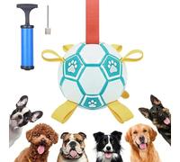 Pelota Interactiva para Juguetes para Perros, Pelota Fútbol Duradera para Perros con Lengüetas Agarre y Bomba Buscar y Tirar, para Perros Pequeños y Medianos, Juegos en Interiores Exteriores, 15 Cm