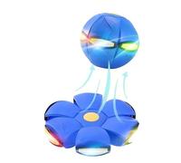 Pelota mágica Que rebota, platillo Volador Que rebota, Juguete con 6 Tipos de luz Intermitente, Bola emergente para Mascotas interactivas al Aire Libre Blue-A