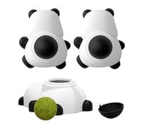 Pelota para lamer gatos, bola con gato, gatito sano y seguro, 3 bolas de masticar comestibles | Leccpelo de pared para la limpieza de los dientes, gato giratorio en forma de panda, para gatos que viv