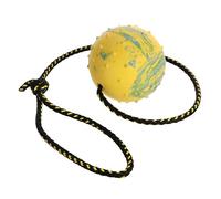 Pelota para Perro Dingo Nubby - Totalmente rellena de Goma, con Cascabel y Cuerda de 60 cm - Ideal para lanzar, Deportes caninos, Agilidad y Juego - Tamano Mediano - Color Aleatorio (17280-2)