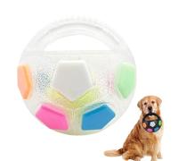 Pelota para perros con asa, juguetes interactivos para perros,juguetes resistentes para perros,pelota de fútbol con sonido, para perros pequeños, medianos y grandes que les gusta morder. (Blanco)