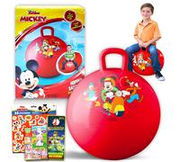Pelota saltarina Disney Mickey Mouse para ni os: paquete con pelota saltarina Mickey de 38 cm, pegatinas en el mango y m s (juguetes de exterior