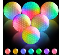 Pelotas de golf LED luminosas con 7 colores, 6 unidades de pelotas de golf de noche Light Up con luces LED que brillan en la oscuridad, pelotas de golf para entrenamiento nocturno y tiro de larga