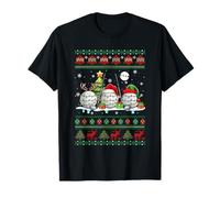 Pelotas de Golf Suéter de Navidad Tres Santa, Elfo, Reno Amante Camiseta