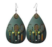 Pelotas de tenis y raquetas de aretes de cuero en forma de lágrima son un accesorio lujoso y de moda adecuado para mujeres, mostrando encanto individual.