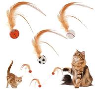 Pelotas Hinchables Para Gatos Con Plumas, 3pcs Pelota hinchable para mascotas con pluma, Bola de Gato Que Rebota Con Pluma, Juguetes de Pelota de plumas para gatos, Pelota Interactiva para Gatos (M2)