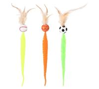 Pelotas Saltarinas Para Gatos | Juguetes De Plumas Para Gatos | Pelotas De Alta Elasticidad De 3 Piezas Con Cola De Color Para La Dentición, Juego De Caza De Pájaros Para El Ejercicio De La Mascota En