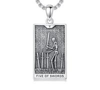 PELOVNY Collar con tarjeta de tarot de plata de ley 925, collar de esqueleto con el sol, la luna, la estrella, la fuerza, los amantes de la muerte, diablo, loco, tarot, joyería de Navidad, regalos de