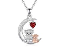 PELOVNY Collar de oso de peluche para mujer, plata de ley 925, oso, vaca de las tierras altas, zorro, gato, xolote, collar de piedra natal de Navidad, cumpleaños, joyería de regalo para mamá, hija