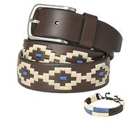 PELPE - Cinturón argentino de piel, con pulsera de hilo y cuero a juego. Cinturón bordado sobre cuero, para hombre y mujer. Cinturones argentinos Polo.