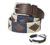 PELPE - Cinturón argentino de piel, con pulsera de hilo y cuero a juego. Cinturón bordado sobre cuero, para hombre y mujer. Cinturones argentinos Polo.