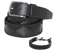 PELPE - Cinturón argentino de piel, con pulsera de hilo y cuero a juego. Cinturón bordado sobre cuero, para hombre y mujer. Cinturones argentinos Polo.