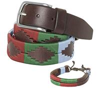 PELPE - Cinturón argentino de piel, con pulsera de hilo y cuero a juego. Cinturón bordado sobre cuero, para hombre y mujer. Cinturones argentinos Polo.