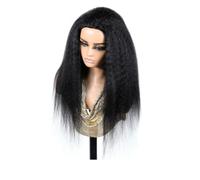 Peluca 3 en 1 con cordón recto y media peluca de cabello humano para principiantes, sin pegamento, para mujeres, añade volumen al cabello (negro 200 densidad, 32 pulgadas)