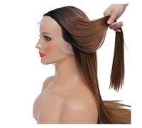 Peluca 360 Peluca Frontal De Encaje Sintético Sin Pegamento Pelucas De Encaje Completo Pre Arrancadas 18-28 Pulgadas Peluca De Encaje Transparente Recta Pelo De Fibra De Alta Temperatura Para Mujeres