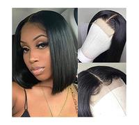 Peluca 4X1 T Parte Encaje Corto Bob Peluca Cabello Humano 8-16 Pulgadas Pelo Liso Brasileño 4X4 Bob Cierre De Encaje Peluca Pre Arrancada 150% Densidad Gris Pelucas Para Mujeres (Peluca De Encaje 4X4