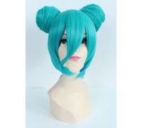 Peluca a juego para vestirse de mascarada, peluca Vocaloid Hatsune Miku Yukata Ver Verde Split Cyan Dango Head 389
