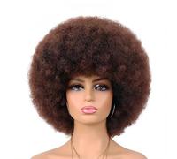 Peluca Afro 10 Pulgadas Sintéticas Cortas y Rizadas para Fiestas y Cosplay Aspecto Natural Pelucas de Rizos Muy Marcados para Mujeres y Hombres
