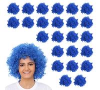 Peluca afro azul, accesorio de disfraces, pelo rizado grande de los años 70, payaso de discoteca para hombres y mujeres, perfecto para eventos de disfraces, paquete de 24