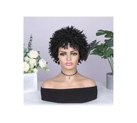 Peluca afro de 15 cm con trenzas y corte pixie, trenzas afro, rastas, cabello de crochet for mujeres negras, color negro natural. Adorno de pelo para mujer