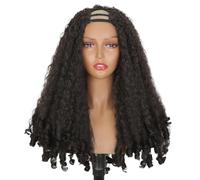 Peluca afro de 24 pulgadas, pelucas sintéticas rizadas y rizadas en U, densidad de 180, sin pegamento, con rizos únicos al final for mujeres negras