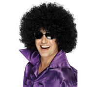 Peluca Afro Mega Grande Negra Rizada Elegante 1970s Disco