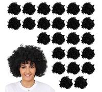 Peluca afro negra - Accesorio de disfraz - Funky pelo rizado grande de los años 70 - Perfecto para eventos de disfraces - Paquete de 5