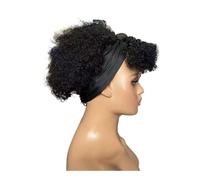 Peluca afro rizada con flequillo, peluca corta y rizada for mujeres negras, peluca negra con bufanda.