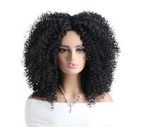 Peluca afro rizada sintética de 12 pulgadas for mujeres negras, aproximadamente 280 g/pieza de cabello rizado for uso diario de Cosplay(Black)