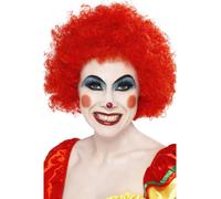 Peluca Afro Roja De Payaso Para Adultos Rizada Accesorio De Disfraz De Circo