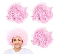Peluca afro rosa - Accesorio de disfraz - Funky pelo rizado grande de los años 70 - Perfecto para eventos de disfraces - Paquete de 2