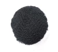 Peluca Afro Toupee for hombres negros 8 "x 10" Base de encaje francés completo postizos reemplazo cabello humano(1B 6mm)