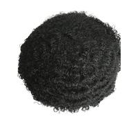 Peluca Afro Wave Hair Toupee Unit Black Mens Curly Sistema de reemplazo cabello humano Full Lace(6MM 1B Afro Curly)