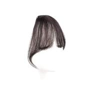 Peluca Air Bangs para mujer con frente natural, parche de cabello invisible, cara redonda, flequillo francés, extensiones de cabello falso (negro natural)