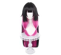 Peluca Anime Cosplay para Colombina Peluca,Black Mix Red Long Peluca de Cabello Sintético,Halloween Costume Cosplay,para Carnaval Navidad Fiesta
