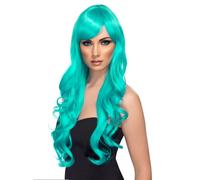 Peluca Aqua Desrire Para Damas Halloween Larga Rizada Azul Accesorio De Disfraz