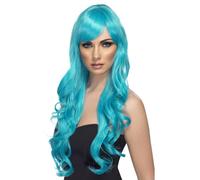 Peluca Aqua Desrire Para Damas Halloween Larga Rizada Azul Accesorio De Disfraz