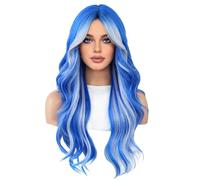 Peluca azul degradado de 26 pulgadas para mujer, pelo largo ondulado, gorra ajustable con malla transpirable, fibra de alta temperatura, perfecta para uso diario y de fiesta