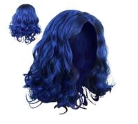 Peluca Azul Rizada Suelta - Peluca Anime, Peluca Ondulada Natural | Peluca Rizada Corta Para Disfraz De Halloween, Peluca Girl De Party City - Descendientes 4 Rise, Candado Azul Brillante