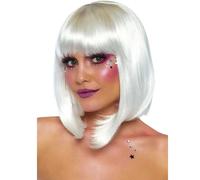 Peluca Blanca Corte Bob ✨ Brilla en la Oscuridad