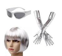 Peluca Blanca Larga - Peluca Mujer Pelo Natural de Superior Calidad - Elegante Peluca Plateada, Auténtico Estilo Bob Para Mujeres Modernas