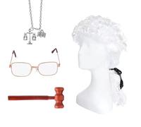 Peluca blanca ondulada larga para disfraz de Halloween, cosplay, abogado, para niños, fiestas, abogados