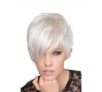 Peluca Blanca Para Mujeres, Elegante Temperamento Blanca Y Larga Peluca De Pelo Corto Y Recto Liu Hai, Peluca De Seda De Alta Temperatura