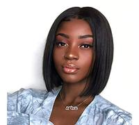 Peluca Bob corta recta de cabello humano 100% brasileño, con cierre frontal de encaje y ajuste universal, ideal para cosplay, trabajo y vida diaria, color, 12 pulgadas