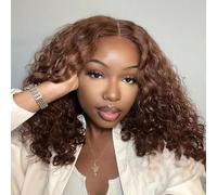 Peluca Bob Lace 4x4 Glueless Deep Curly Lace Bob Wigs Wear and Go Brazilian Pelucas Cortas para Mujer Pre Cut Human Hair Wig Pelucas de Cabello Humano Pre Plucked Chocolate Brown 10 Pulgadas