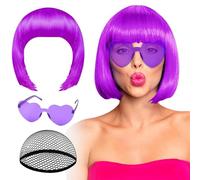 Peluca Bob para Mujer,Prendas De Cabeza De Neón Para Cosplay - Pelucas Para Juegos De Rol - Para de Disfraces, Teatro, Carnaval y Conciertos