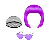 Peluca Bob para Mujer | Tocado de Neón para Cosplay,Complementos de Peluca para Halloween,Para de Disfraces, Teatro, Carnaval y Conciertos