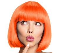 Peluca Bob Peluca Cabaret Pageboy Charleston Pelucas para Carnaval/Disfraces y Fiesta de Lemas - 13 COLORES (Naranja.)