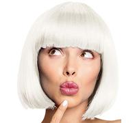 Peluca Bob Peluca Cabaret Pageboy Charleston Pelucas para Carnaval/Disfraces y Fiestas de Lemas - 13 COLORES (Blanco)