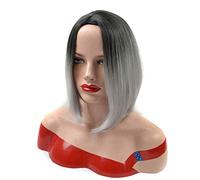 Peluca Bobo Head Diadema Bobo Head Minute Peluca Corta Tocado Negro Degradado Abuela Gris Peluca De Pelo Corto
